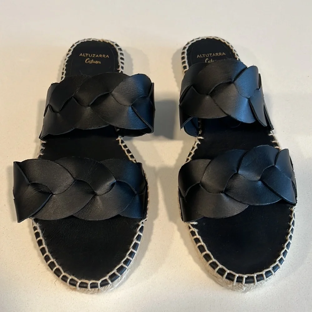 Altuzarra Black Braided Slide Sandals